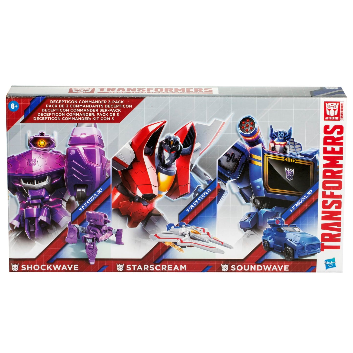 Transformers Decepticon Commander 3-Pack of 5-Inch Robot Action Figures for Boys and Girls, Starscream, Shockwave & Soundwave, Interactive Toys for Kids Ages 6 and Up (Amazon Exclusive)
