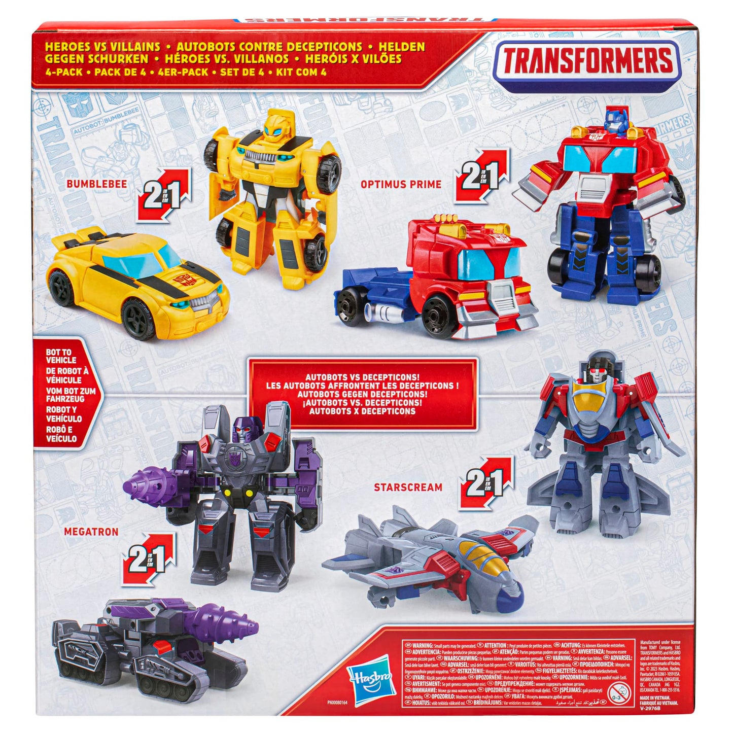 Transformers Toys Heroes vs Villains 4-Pack, Autobot and Decepticon 4.5-Inch Action Figures, Preschool Robot Toys for Kids Ages 3 and Up (Amazon Exclusive)